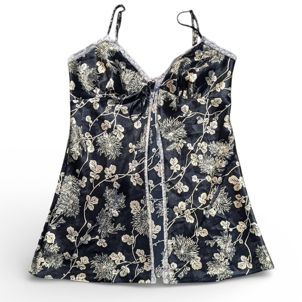 Victoria Secret Vintage Y2K‎ Babydoll Floral Cami Tie Front Size L Lingerie
